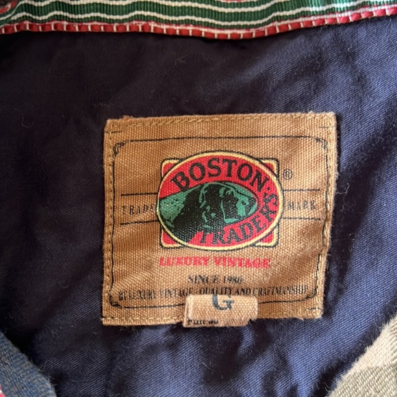 Men’s L Boston Traders Blue & Tan Long Sleeve Flannel Button Down Shirt - Picture 3 of 6